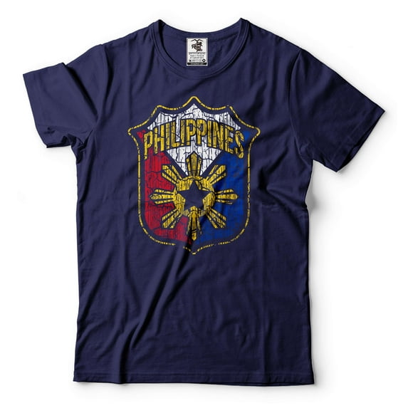 Philippines National Flag Logo Country Shirt Philippines Patriotic Gifts Philippines Logo Shirt (Medium Navy Blue)