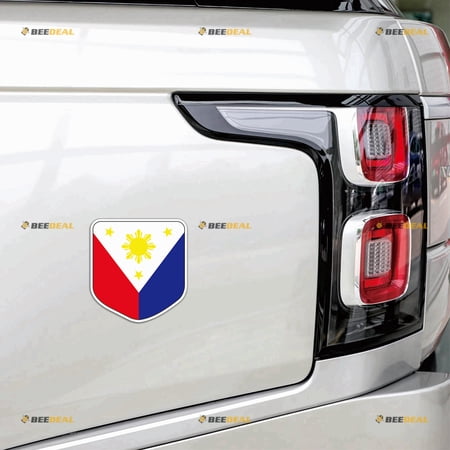 Philippines Philippine Flag Car Magnet Shield Magnetic Sticker Decal - 2 Pack Reflective 4" - for Truck Door Fridge Reusable Waterproof