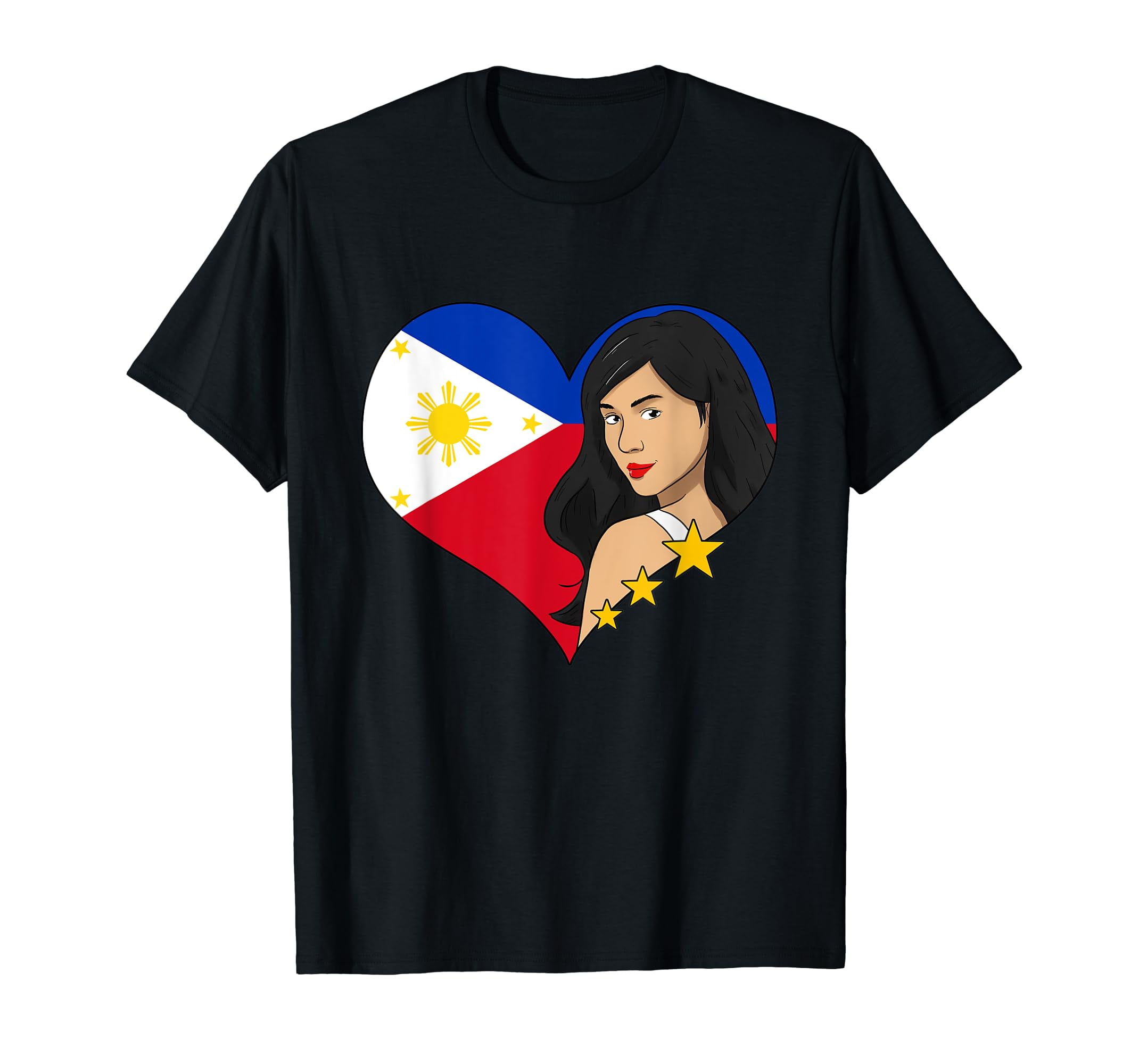Philippines Pinay Filipina Pride Love Heart Girl Woman Flag T Shirt