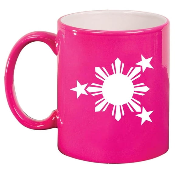Philippines Stars And Sun Ceramic Coffee Mug Tea Cup Gift for Her, Him, Friend, Coworker, Wife, Husband (11oz Hot Pink)