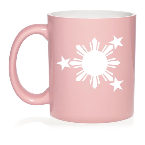 Philippines Stars And Sun Ceramic Coffee Mug Tea Cup Gift for Her, Him, Friend, Coworker, Wife, Husband (11oz Light Pink)