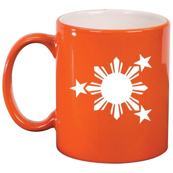 Philippines Stars And Sun Ceramic Coffee Mug Tea Cup Gift for Her, Him, Friend, Coworker, Wife, Husband (11oz Orange)