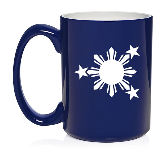 Philippines Stars And Sun Ceramic Coffee Mug Tea Cup Gift for Her, Him, Friend, Coworker, Wife, Husband (15oz Blue)