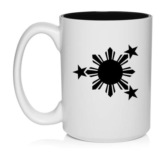 Philippines Stars And Sun Ceramic Coffee Mug Tea Cup Gift for Her, Him, Friend, Coworker, Wife, Husband (15oz White)