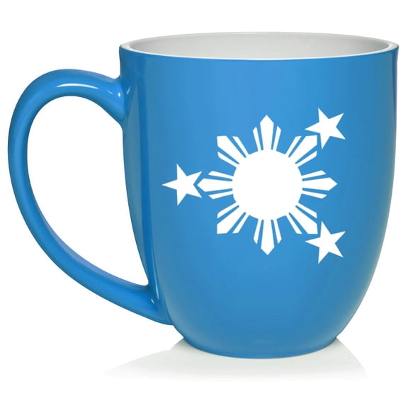 Philippines Stars And Sun Ceramic Coffee Mug Tea Cup Gift for Her, Him, Friend, Coworker, Wife, Husband (16oz Light Blue)