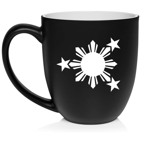 Philippines Stars And Sun Ceramic Coffee Mug Tea Cup Gift for Her, Him, Friend, Coworker, Wife, Husband (16oz Matte Black)