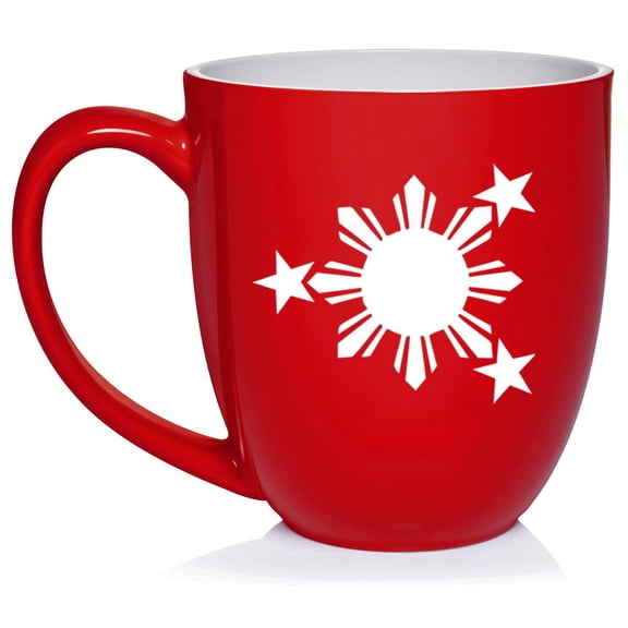 Philippines Stars And Sun Ceramic Coffee Mug Tea Cup Gift for Her, Him, Friend, Coworker, Wife, Husband (16oz Red)