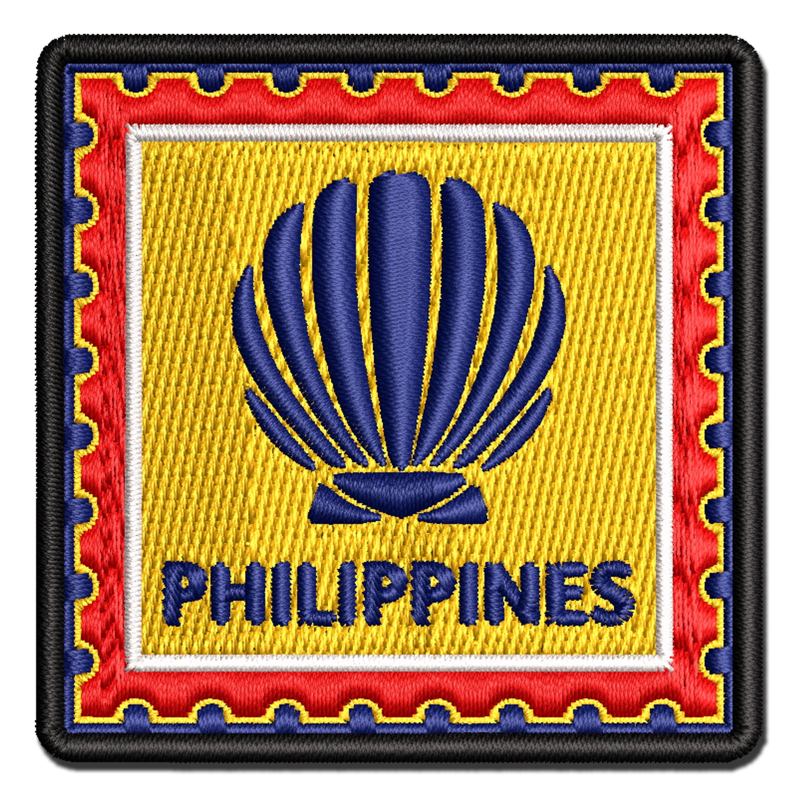 Philippines Travel Scallop Seashell Beach Ocean Applique Multi-Color Embroidered Hook & Loop Patch - 3.5 Inch Large