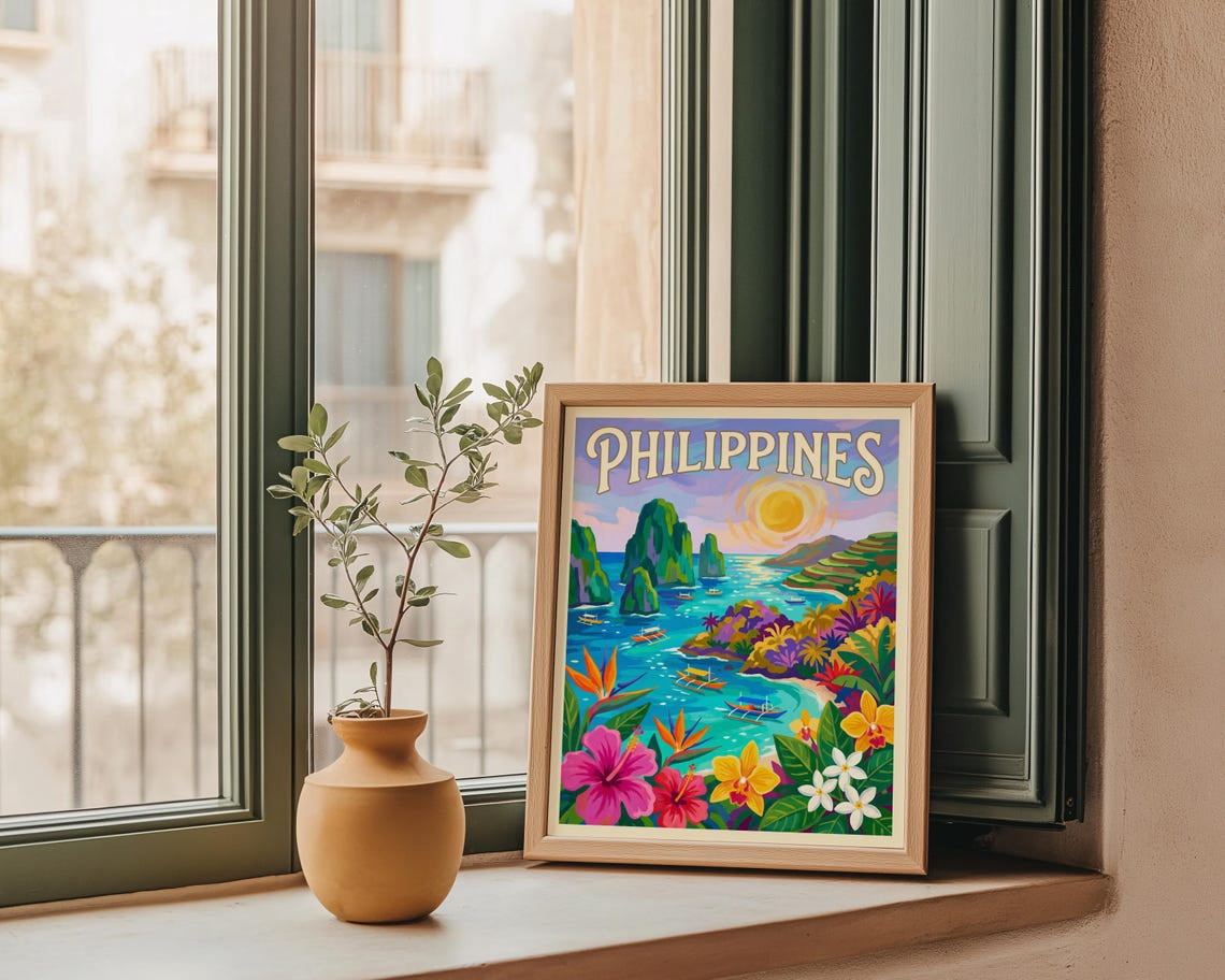 Philippines Travel Wall Art Print, Inspired Tropical Island Decor ...