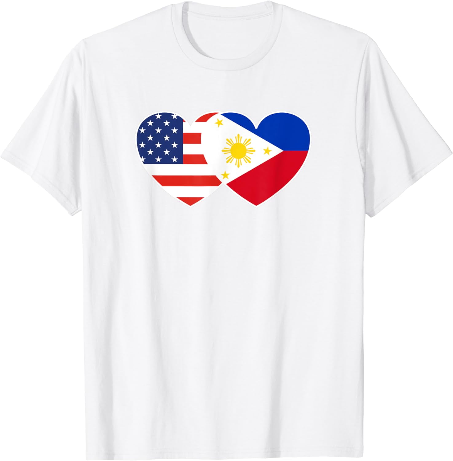 Philippines Usa Flag Twin Heart Tshirt For Filipino American Philippines Usa Flag Twin Heart Tshirt For Filipino American