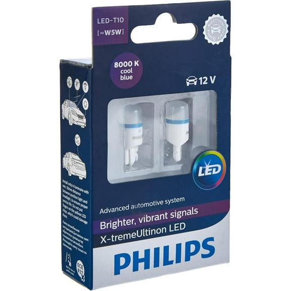 Philips 127998000KX2 X-tremeVision LED W5W T10 8000K CeraLight, Set of 2