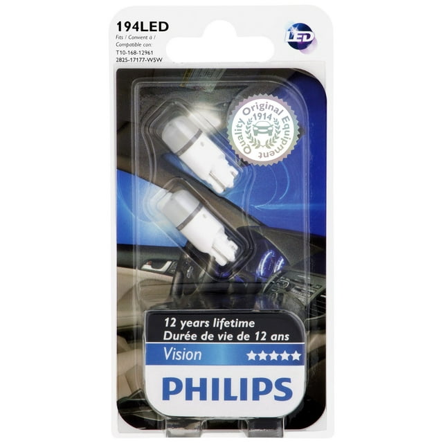 Philips 194LED Vision Interior LED Bulb, Pack of 2