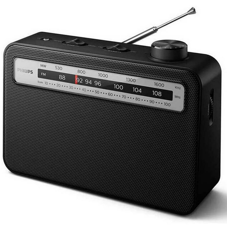 Philips 2000 Series AC/Battery-Operated AM FM Radio Portable Radio with  Speaker, Black 