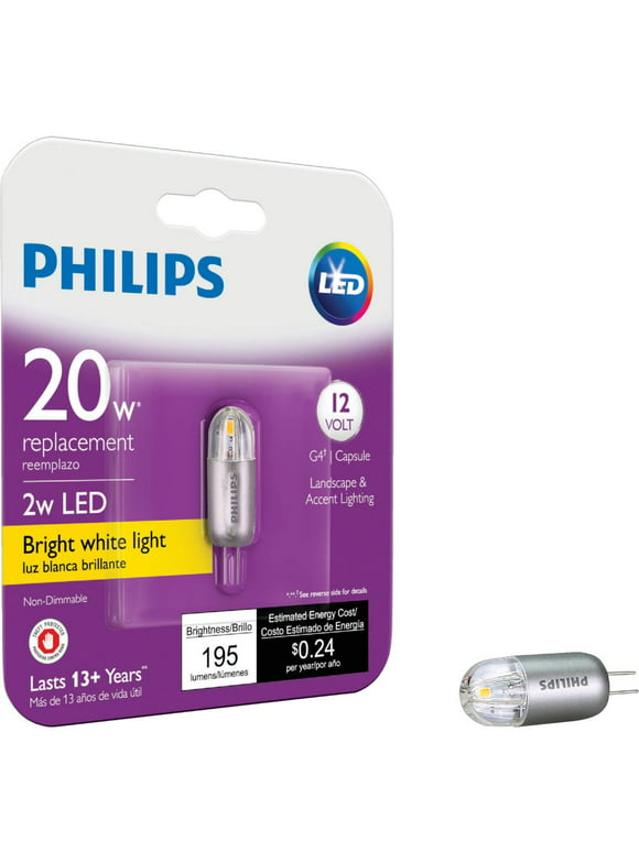 Philips 2W Clear T3 Bi-Pin LED Landscape Low Voltage Light Bulb 567198