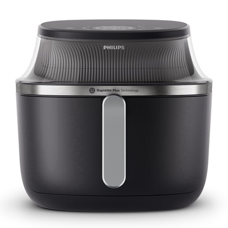 Philips 3000 Series Airfryer with Window, 7.6 Qt (7.2L) Capacity, Black, Silver Handle