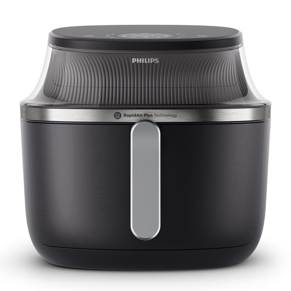 Philips 3000 Series Airfryer with Window, 7.6 Qt (7.2L) Capacity, Black, Silver Handle