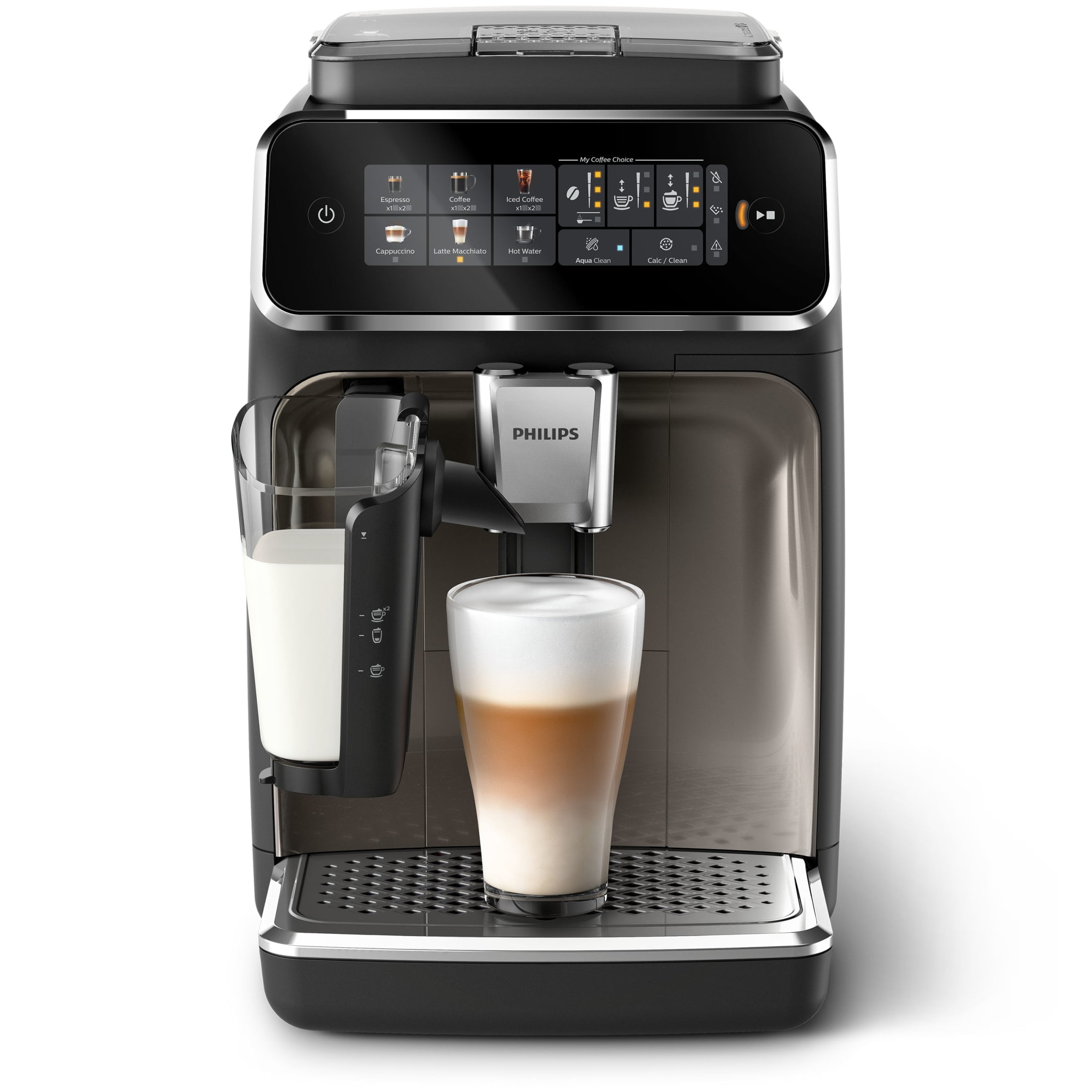 Philips 3300 Fully Automatic Espresso Machine with LatteGo Milk Frother, Black and Chrome