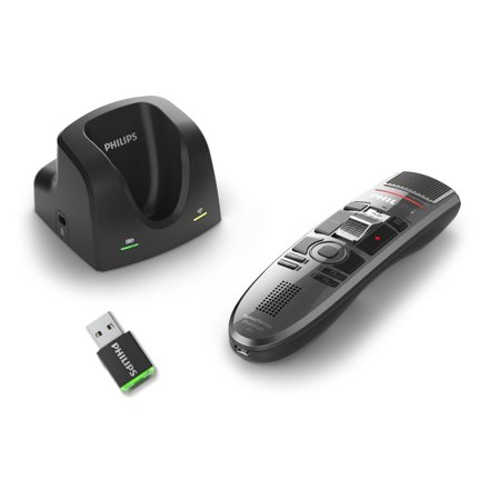 Philips 378472 SpeechMike Premium Air Wireless Dictation Microphone Slide Switch Design with AirBridge Wireless Adapter