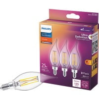 Ultra Definition Clear Dimmable LED Candelabra Bulbs, Pack of 3