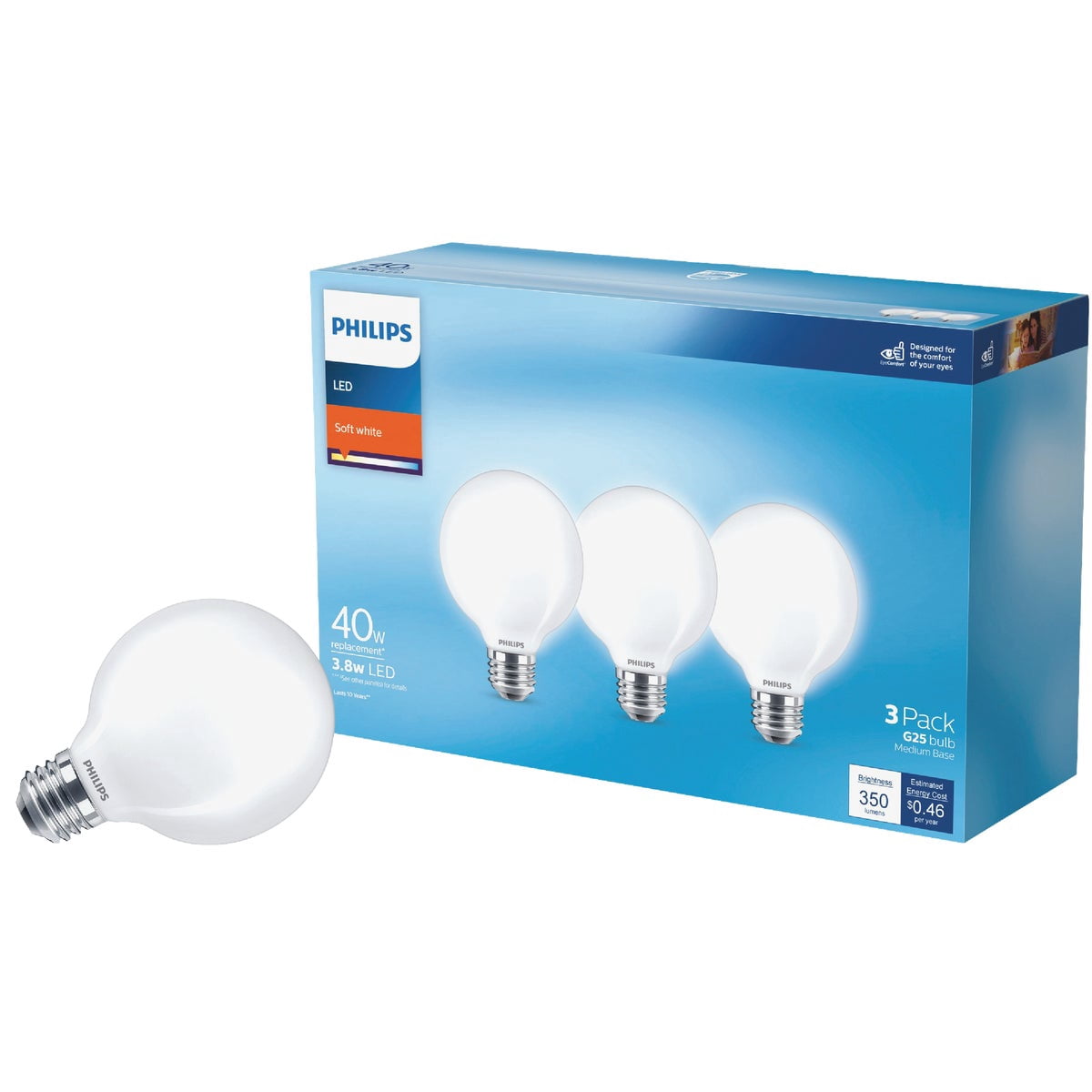 Philips 3pk 40w G25 Led Sw Bulb 567503