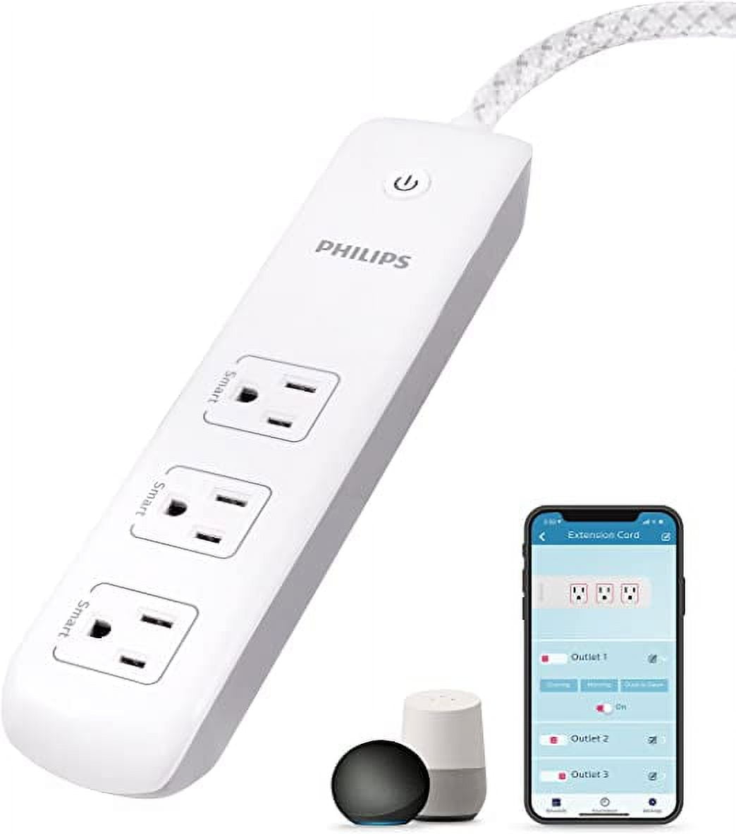 Philips 4' Smart Plug 3-Outlet Extension Cord - White 