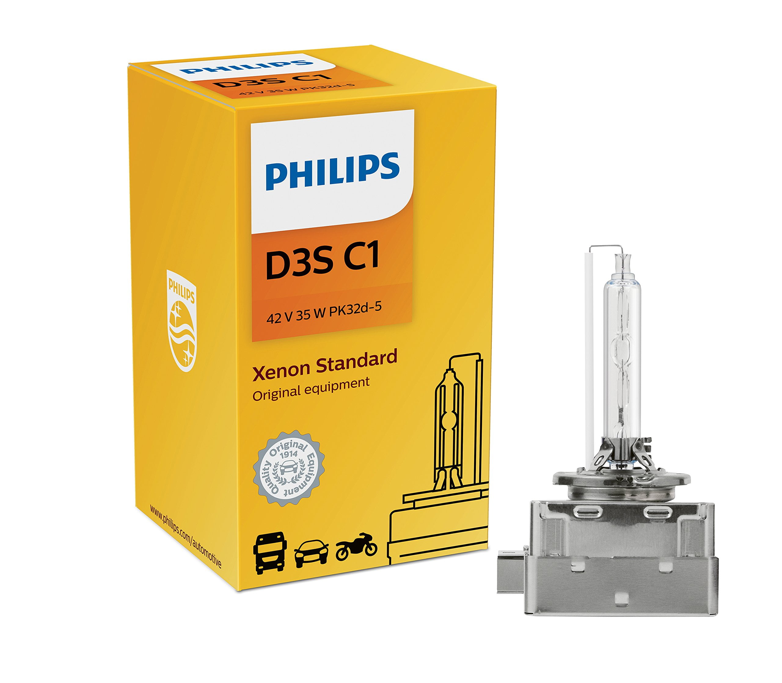 Philips 42302C1 D3S Standard CM31Xenon HID Headlight Bulb, 1 Pack