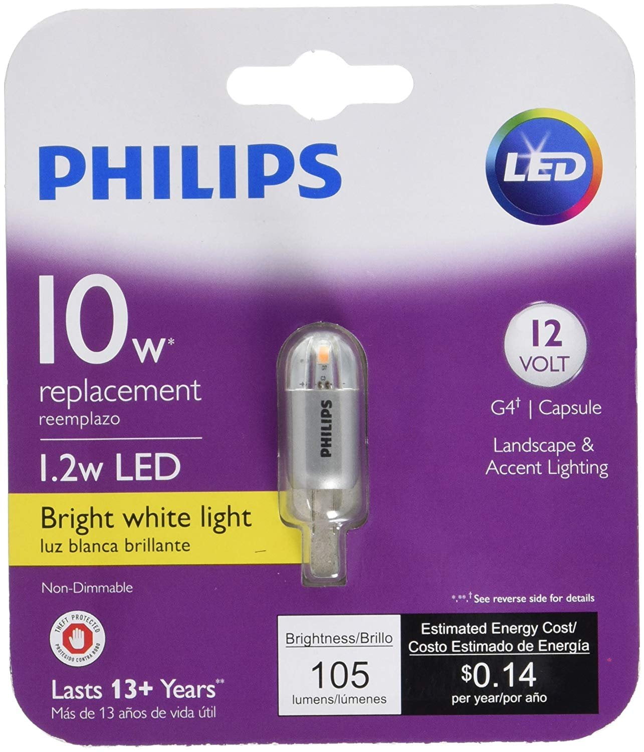 vil gøre filter lava Philips 458497 10W Equivalent LED 12V Capsule Light Bulb - Walmart.com