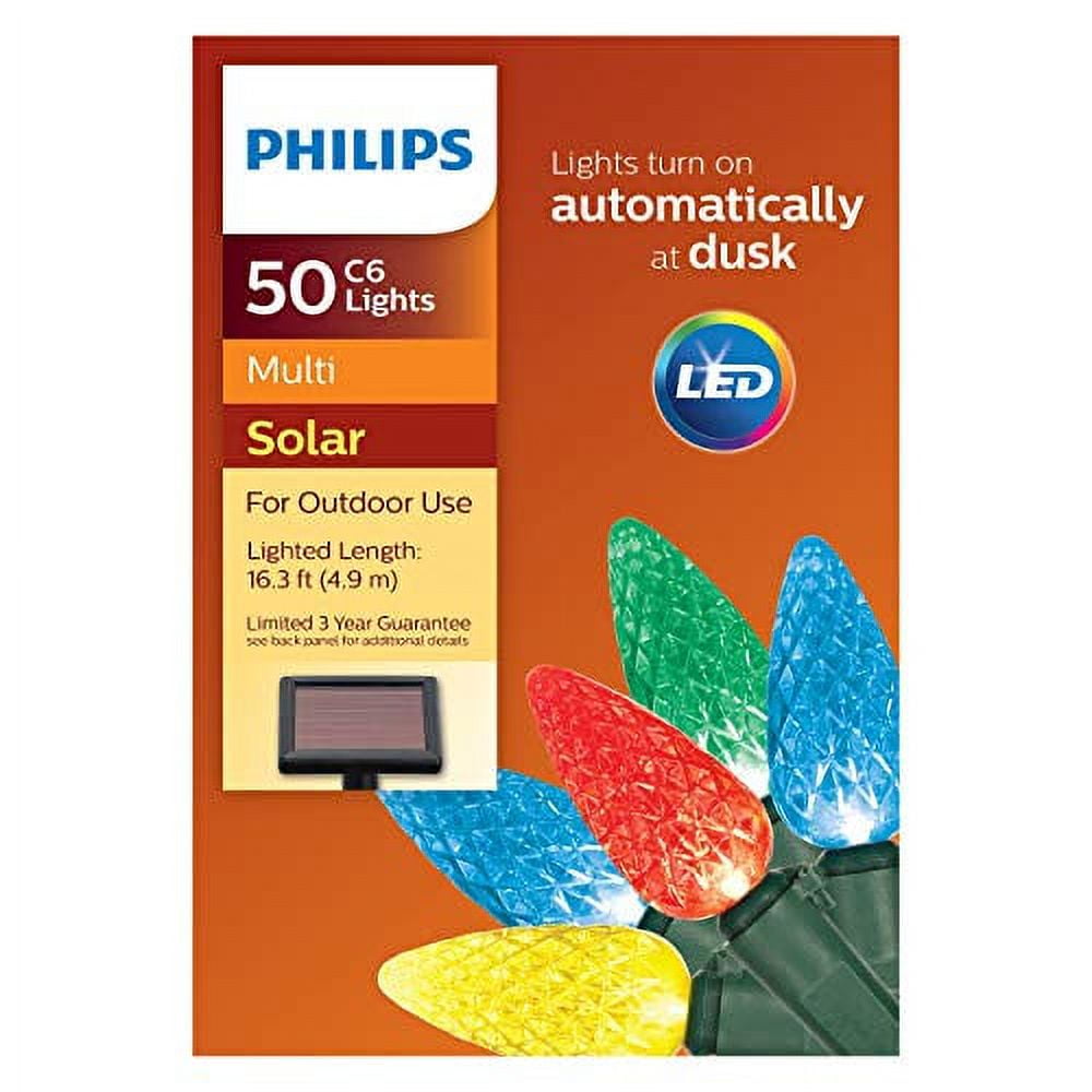 Philips 50ct Christmas Solar Faceted C6 Lights Multicolored