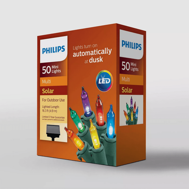 Philips 50ct Christmas Solar Powered LED Mini String Lights