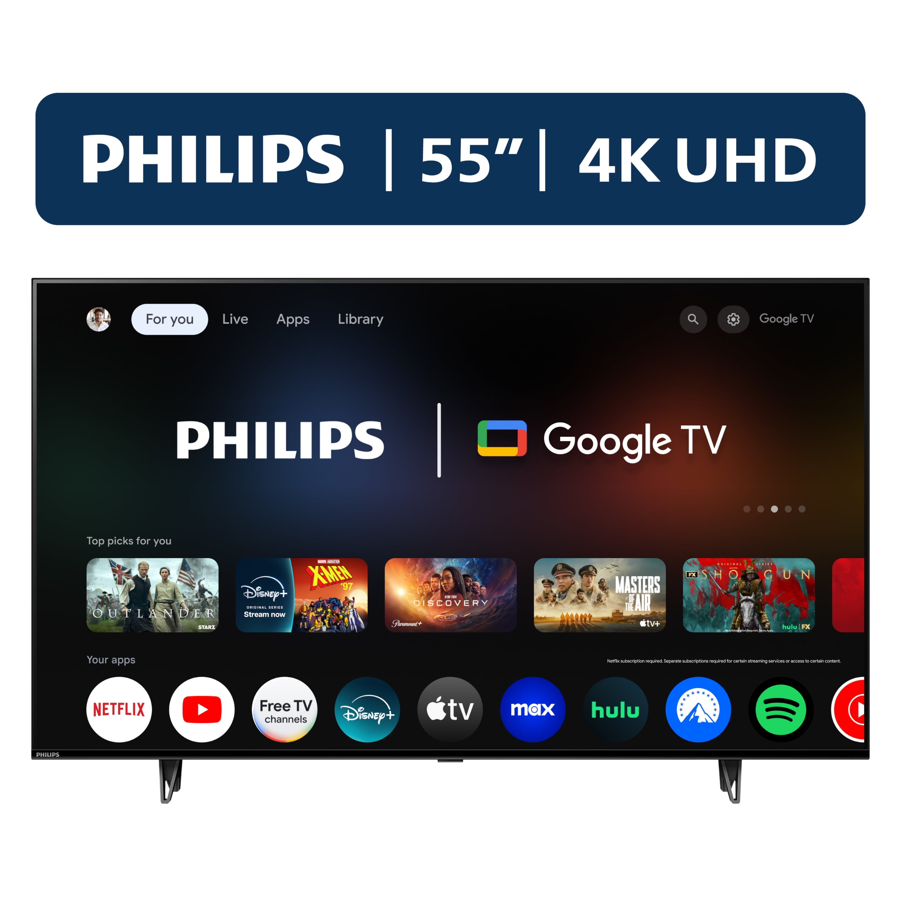 Philips 55 Class 4K Ultra HD (2160p) Google Smart LED TV (55PUL7552/F7)  (New) - Walmart.com