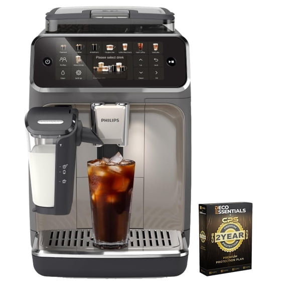 Philips 5500 Series Fully Automatic Espresso Machine, Black Chrome Bundle with Deco Essentials Premium 2 Year Enhanced Protection Plan