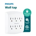 thumbnail image 1 of Philips 6 Outlet Wall Tap, 125VAC/15A/1875W, Tamper-resistant Protected Outlets, SPS1461WA/37, 1 of 9
