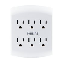 Philips 6 Outlet Wall Tap, 125VAC/15A/1875W, Tamper-resistant Protected Outlets, SPS1461WA/37