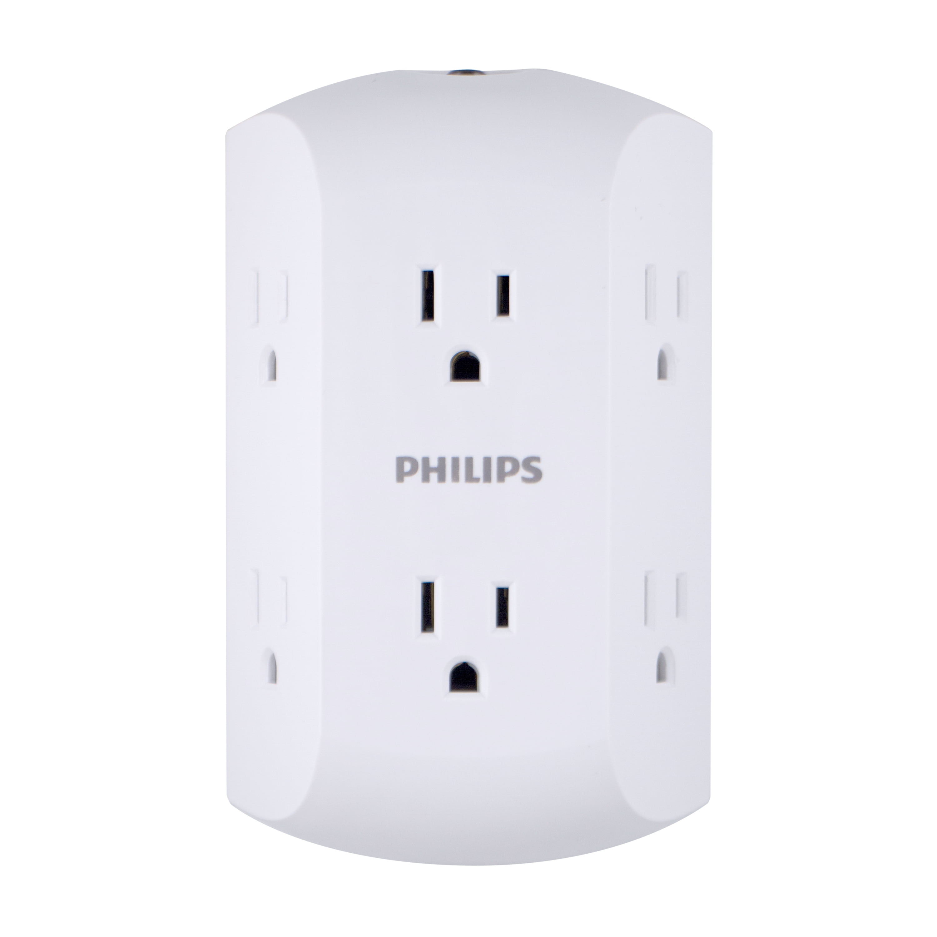 Philips 6-Outlet Wall Tap Charger with Resettable Circuit Breaker, Side-Access, White, SPS1460WA/37