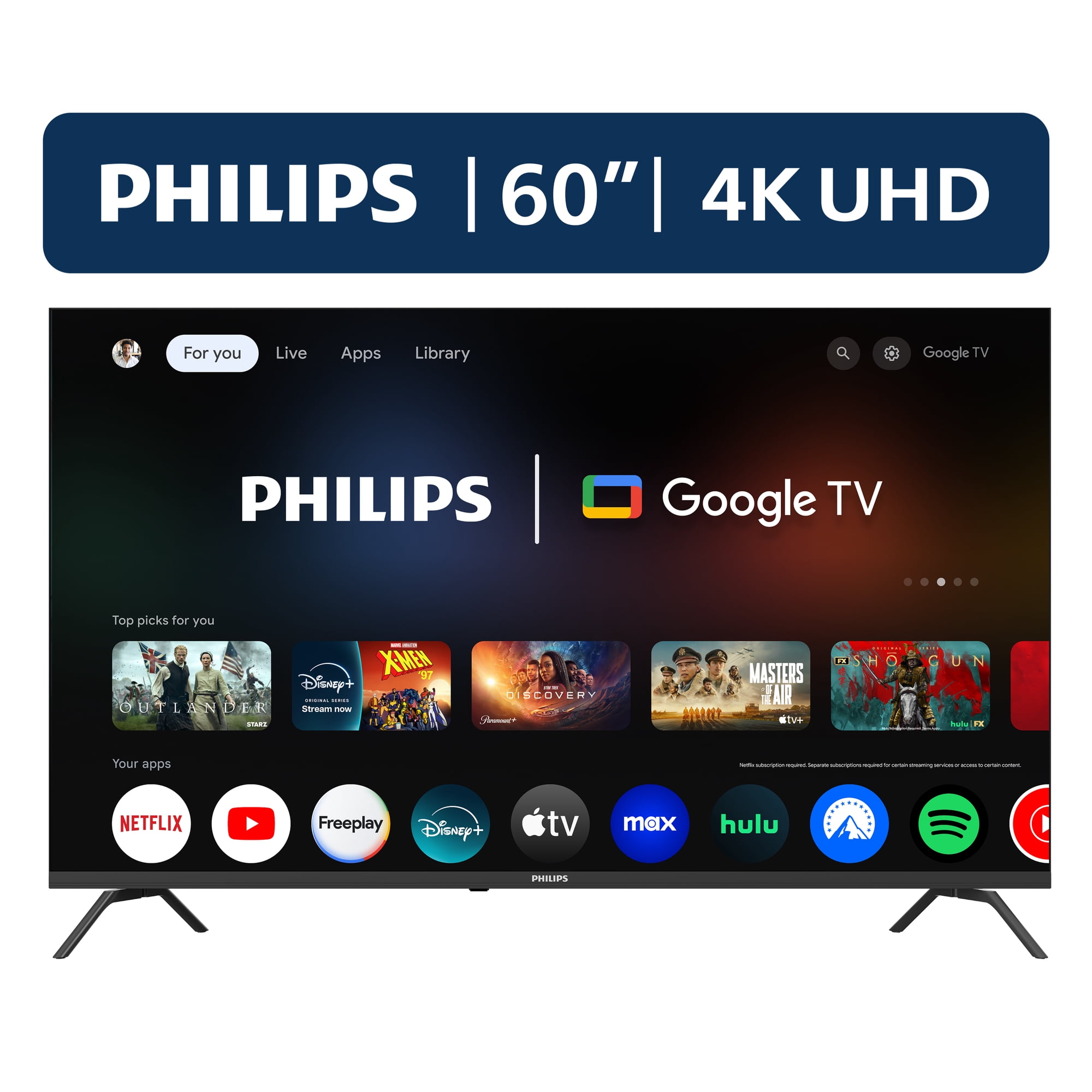 Philips 60” Class 4K Ultra HD (2160p) Google Smart LED TV (60PUL7555/F7)