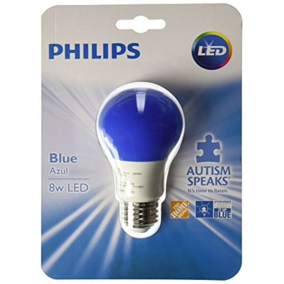 Philips 60 Watt Equivalent Medium Base A19 Non-Dimmable Instant On Autism Speaks LED Blue Light Bulb