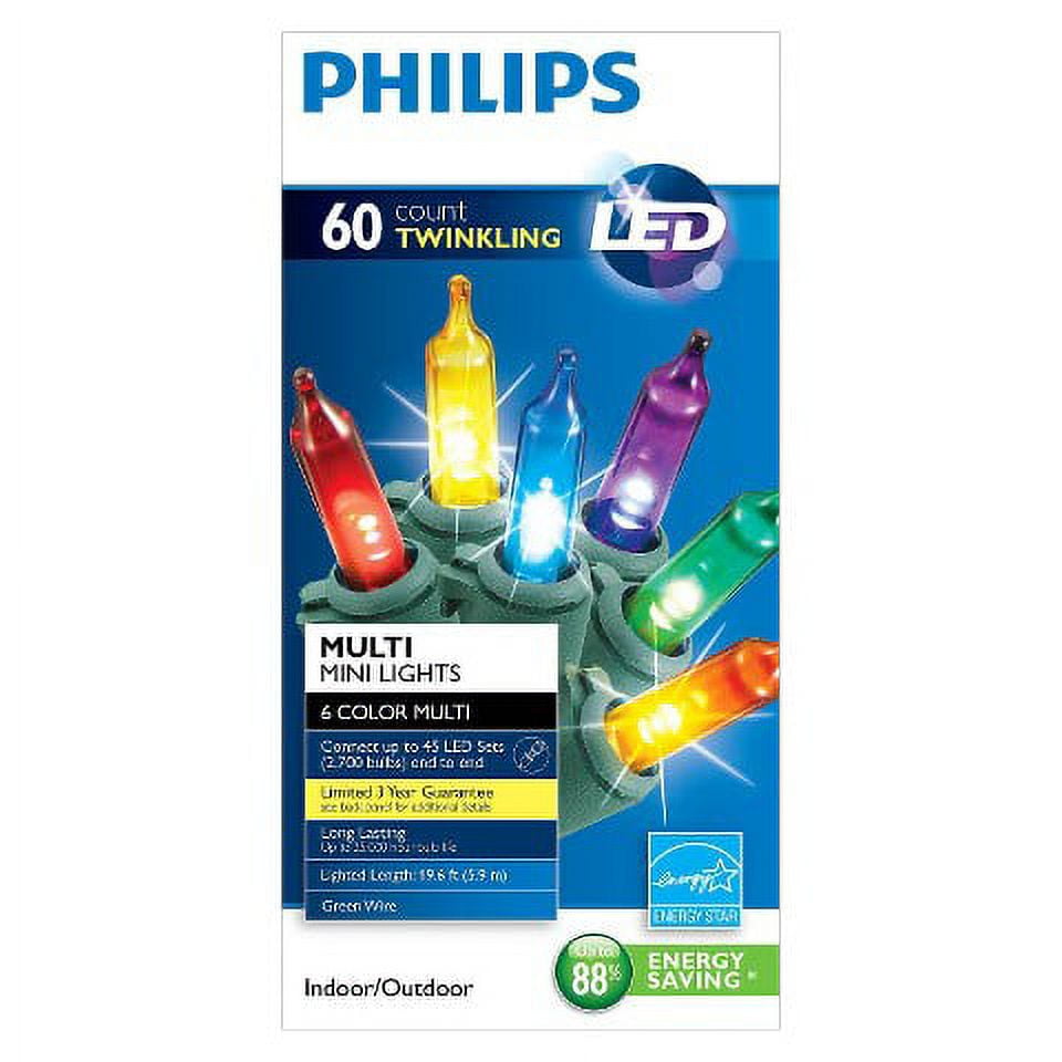 Philips 60ct. Multicolor Twinkle LED Mini String Lights Walmart