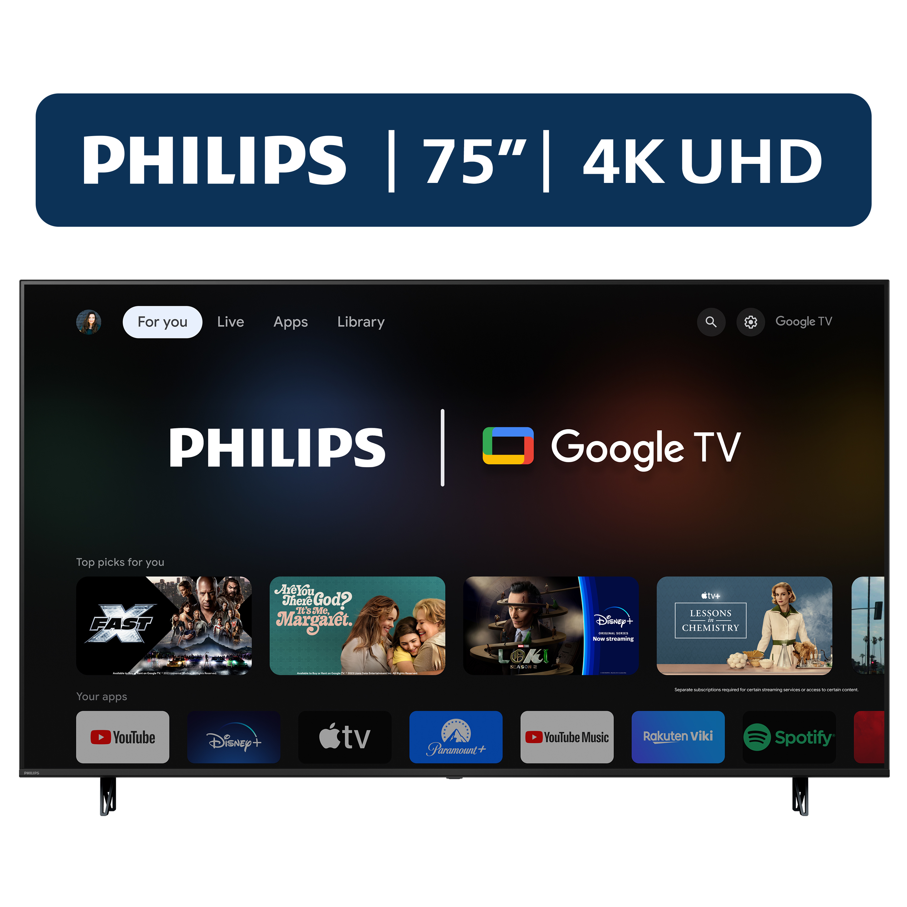 Philips 75" Class 4K Ultra HD (2160p) Google Smart LED TV (75PUL7552/F7) (New) - image 1 of 25