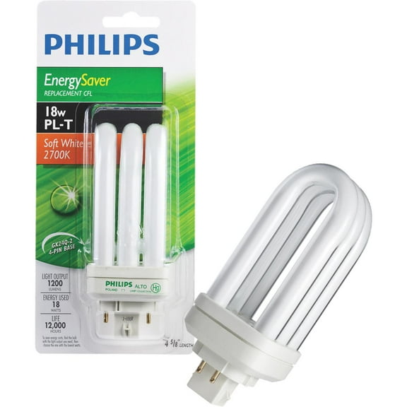 Philips 75W Equivalent Soft White GX24 Base PL-T CFL Light Bulb 458448