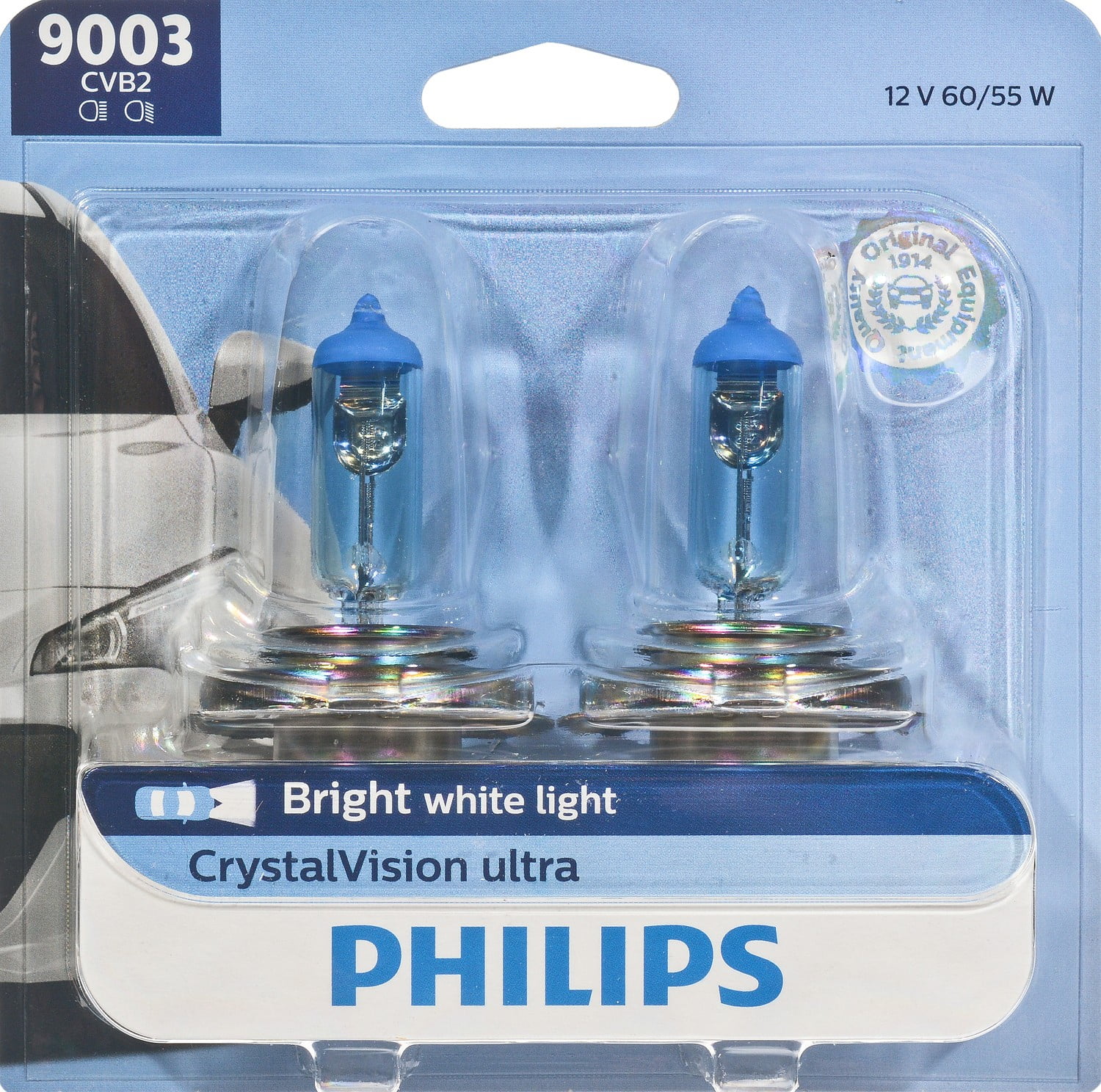 Philips 9003 Crystalvision Ultra Headlight, Pack of 2