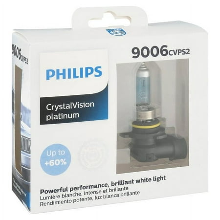 Philips 9006 Crystal Vision Platinum 51W Two Headlight Fog Automotive Light Bulbs Halogen Fits select: 2004-2015 HONDA CIVIC, 2013-2018 RAM 1500