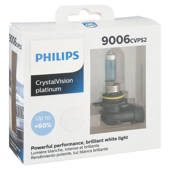 Philips 9006 Crystal Vision Platinum 51W Two Headlight Fog Automotive Light Bulbs Halogen Fits select: 2004-2015 HONDA CIVIC, 2013-2018 RAM 1500