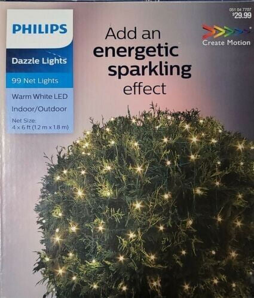 Philips 99ct LED Dazzle Mini Net String Lights Warm White with Green Wire