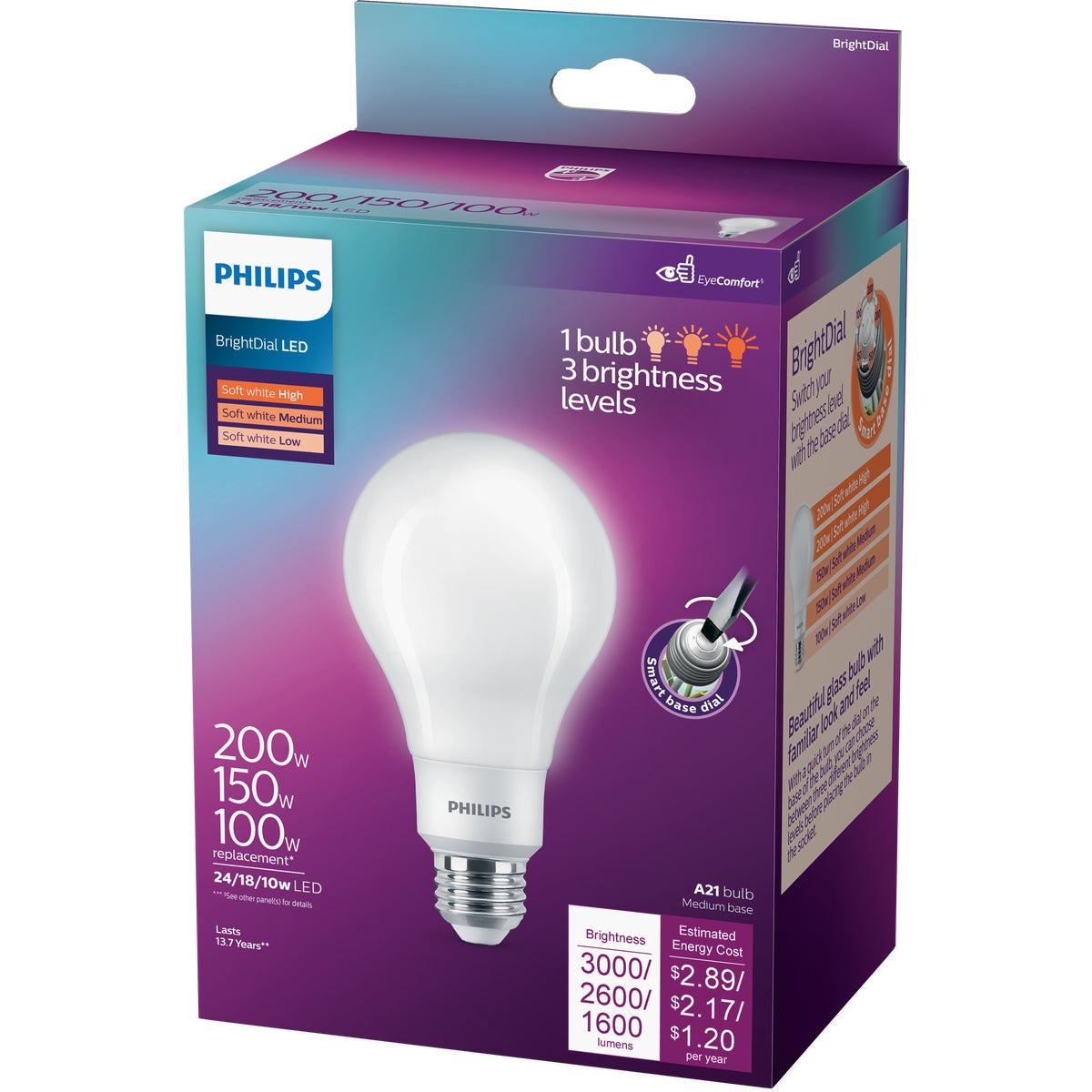 Philips A21 E26 (Medium) LED Bulb Soft White 100 Watt Equivalence 1 pk