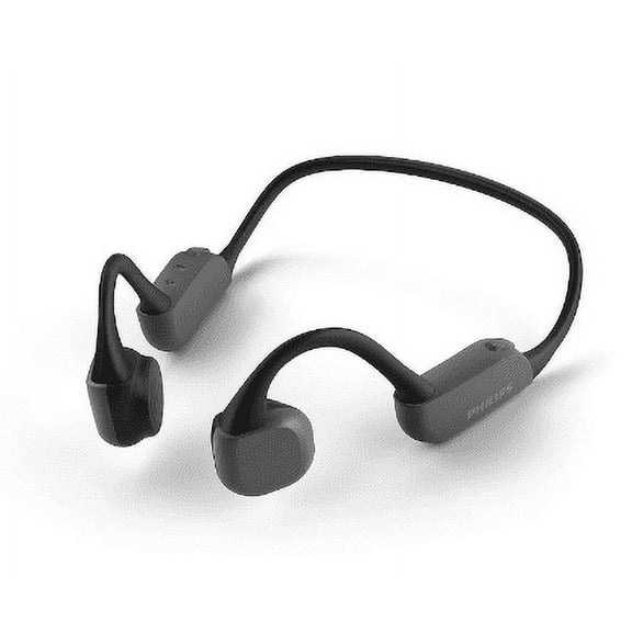 Philips A6606 Open-Ear Bone Conduction Bluetooth Headphones with Lightweight Neckband, Wireless, Waterproof, Black
