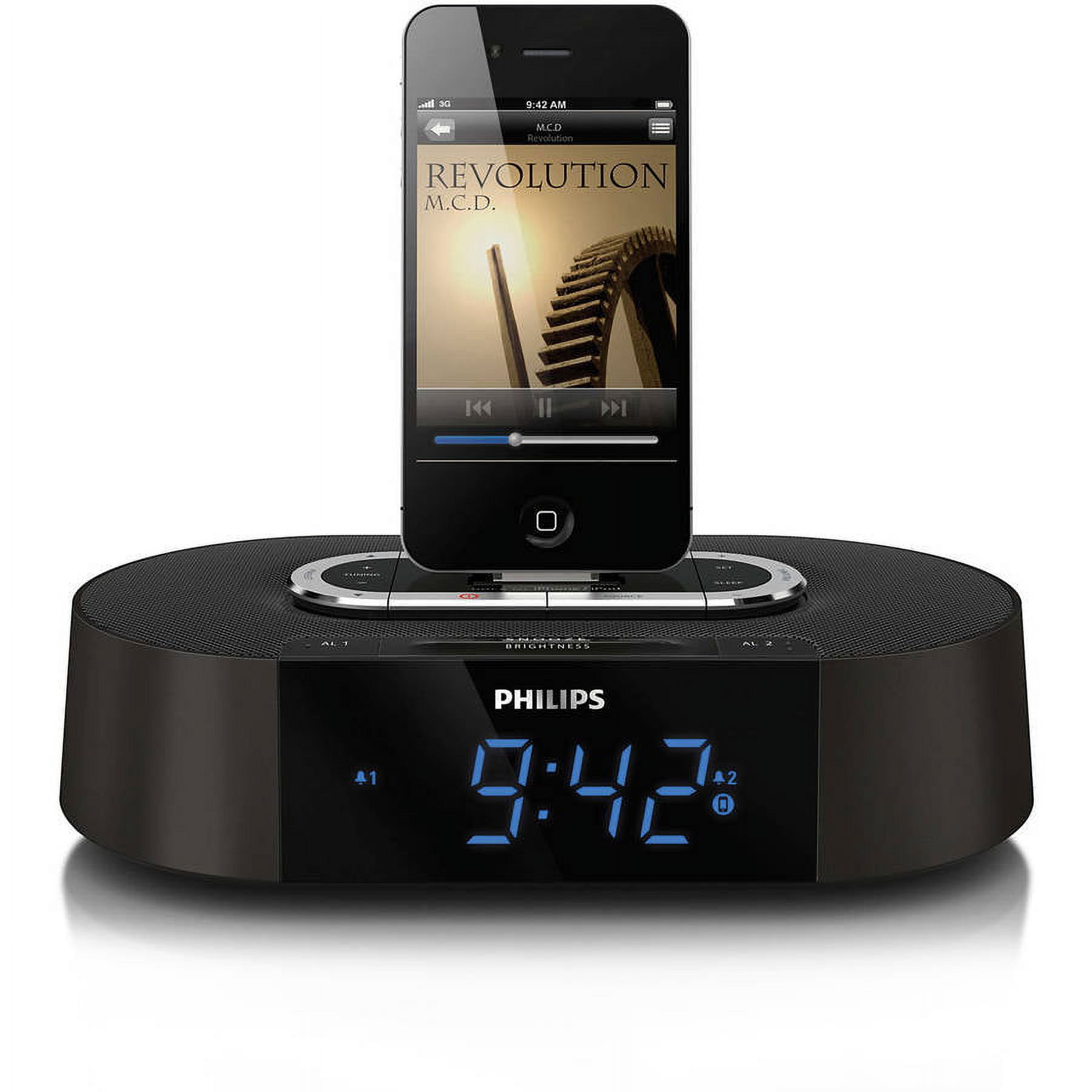 Philips AJ7030DG/37 Alarm Clock Radio 30-Pin Speaker Dock for Apple iPod/iPhone - image 1 of 6