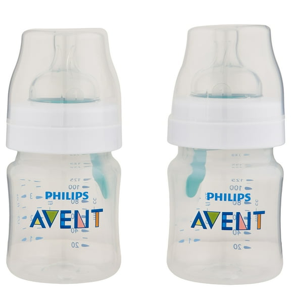 Philips AVENT Anti-Colic Baby Bottles with AirFree Vent, 4oz, 4pk, Clear, SCY701/04