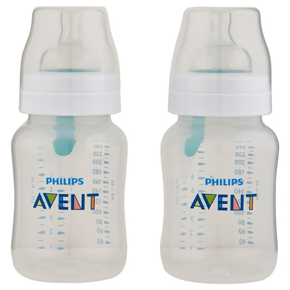 Philips AVENT Anti-Colic Baby Bottles with AirFree Vent, 9oz, 2pk, Clear, SCY703/02