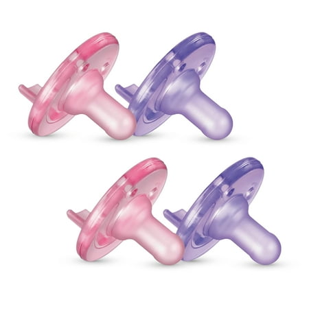 Philips AVENT Soothie Pacifier, Pink/Purple, 0-3 Months, 4 Pack, SCF Pack 0-3m Pink/Purple