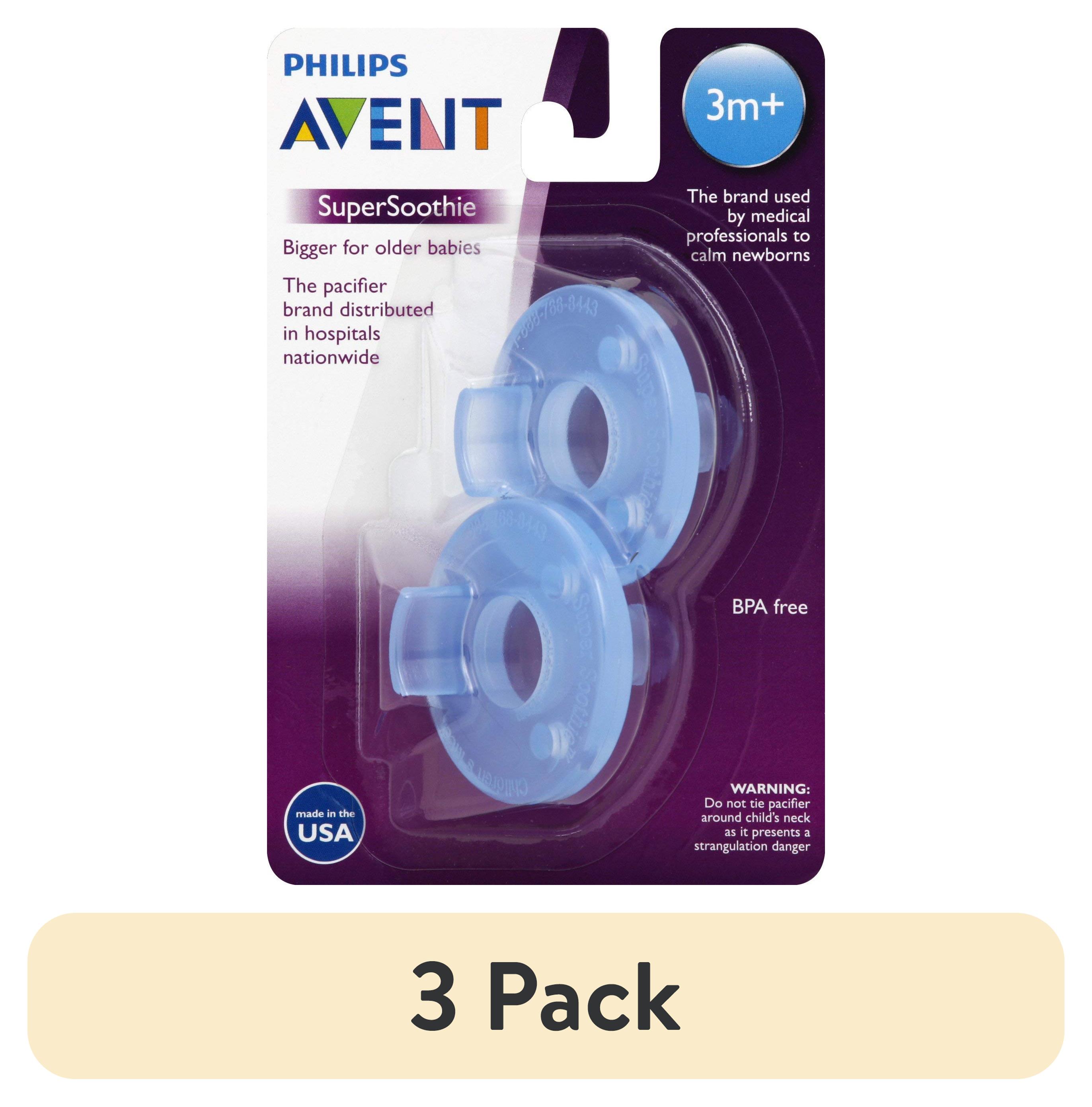 (3 pack) Philips AVENT Soothie Pacifiers, 3+ Months, Pink or Blue, 2